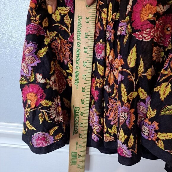 Free People Oh Baby Floral Print Minidress Black Pink Embroidered‎ Smocked Small - Picture 11 of 12